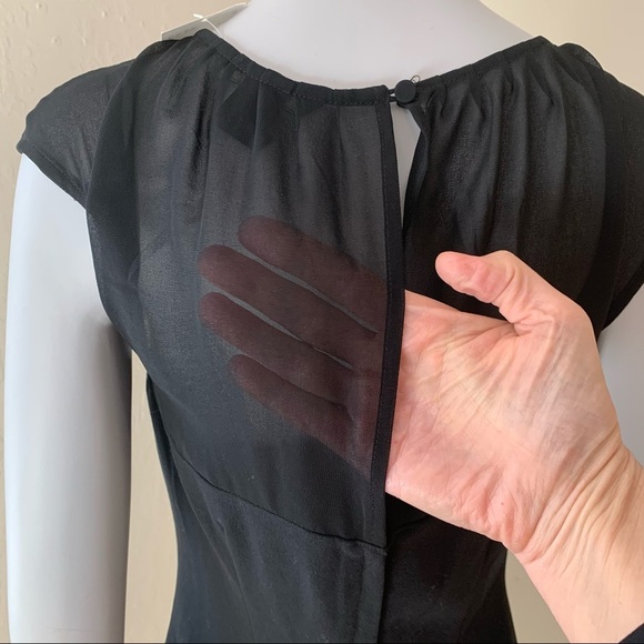 NWT H&M Sheer Sweetheart Neckline Little Black Dress Cocktail Party LBD Size 8 - Picture 7 of 16